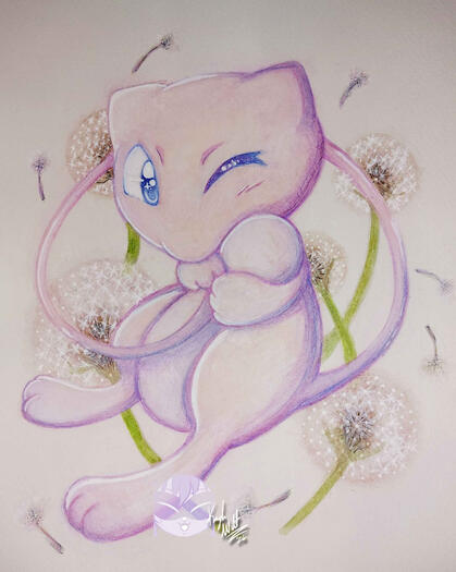 Pokemon - Watercolor Mew Pokemon - Watercolor Mew